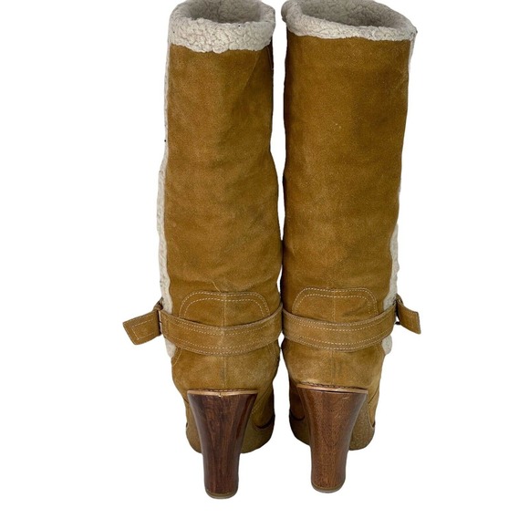 Michael Kors Sheepskin Derby Camel Brown Boots Womens Size 6.5 Lined - Picture 4 of 12